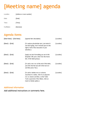 Business Meeting Agenda (Orange Design) throughout Financial Meeting Agenda Template