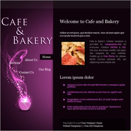 Cafe Bakery Free Website Templates In Css, Html, Js Format with regard to Grocery Store Business Plan Template