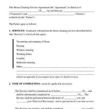 Cleaning Contract Template for Quality Cleaning Business Contract Template