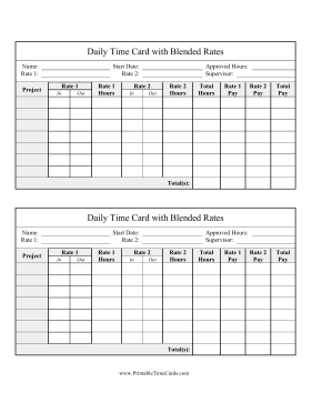 Daily Time Card 2 Blended Rates Time Card with regard to Multi Day Meeting Agenda Template