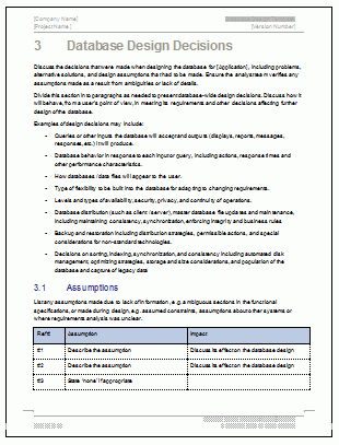 Database Design Document (Ms Word Template + Ms Excel Data within Best Business Requirement Document Template Simple