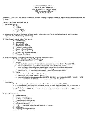 Effective Board Meeting Agendas - Fill Out, Print pertaining to Sample Agenda Template For Board Meeting