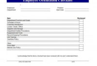 Employee Orientation Checklist | New Employee Orientation throughout New Personal Training Business Plan Template Free