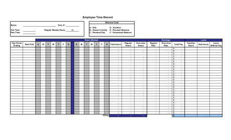 Employee Time Record Template - Word &amp; Pdf |Business with regard to New Business Hours Template Word