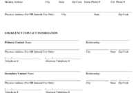 Fill Online | Emergency Contact, Contact Form inside New Hire Business Case Template