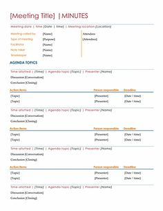 Formal Meeting Minutes Template | Microsoft Templates intended for Project Management Meeting Agenda Template