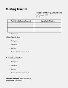 Formal Meeting Minutes Template | Microsoft Templates within Blank Meeting Agenda Template