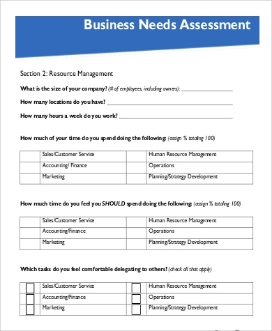 Free 10+ Needs Assessment Samples In Pdf | Ms Word inside Best Business Plan Questionnaire Template