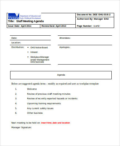 Free 30+ Agenda Format Samples In Ms Word | Pdf for Sample Agenda Template For Board Meeting