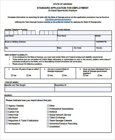 Free 6+ Sample Employee Application Forms In Ms Word | Pdf pertaining to Quality Recruitment Agency Business Plan Template