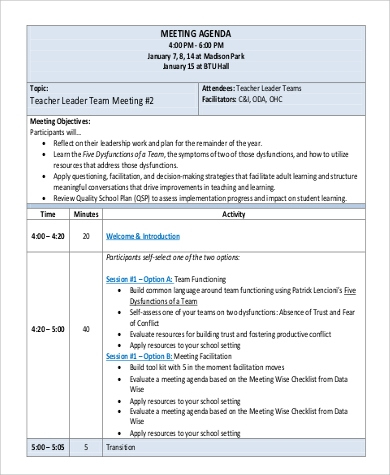 Free 6+ Team Meeting Agenda Samples In Pdf | Ms Word with One On One Meeting Agenda Template