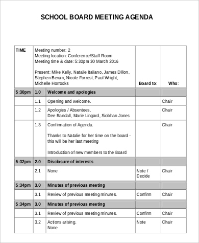 Free 8+ Board Meeting Agenda Samples In Pdf in Agenda Template Without Times