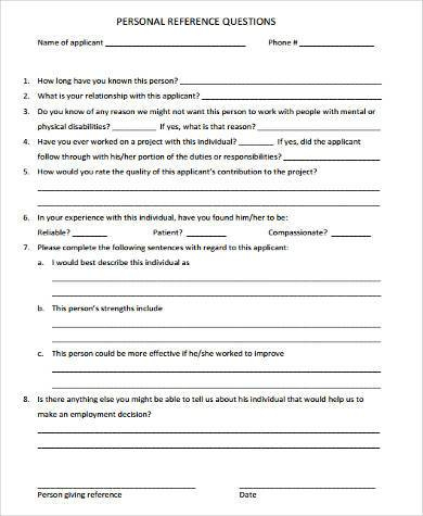 Free 8+ Sample Reference Questionnaire Forms In Pdf | Ms Word throughout Business Reference Template Word