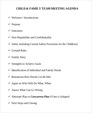 Free 9+ Family Agenda Samples In Ms Word | Pdf regarding Simple Agenda Template