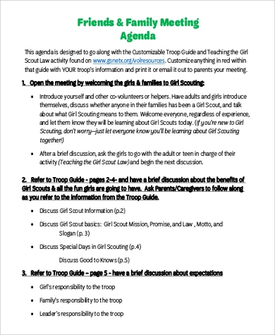 Free 9+ Family Agenda Samples In Ms Word | Pdf with regard to Simple Agenda Template