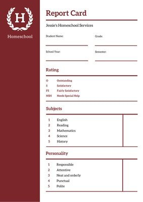 Free Homeschool Report Cards Templates To Customize | Canva for Record Label Business Plan Template Free