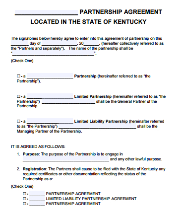 Free Kentucky Partnership Agreement Template | Pdf | Word in Business Partnership Agreement Template Pdf