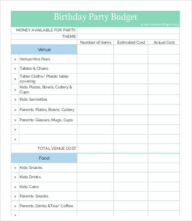 Free Printable Budget Worksheet Template - Business Card with Party Planning Business Plan Template