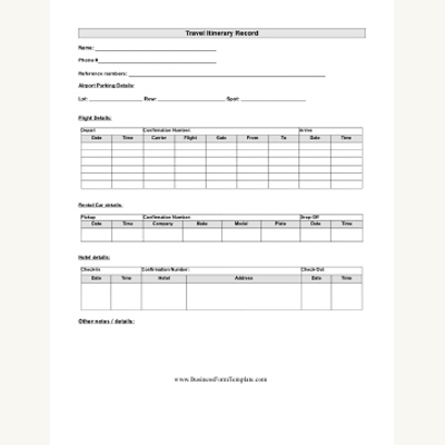 Free Printable Business Forms And Templates in Travel Agenda Template