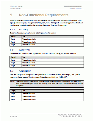 Functional Requirements Specification Template (Ms Word with Unique Business Requirements Document Template Word