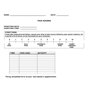 Get Pain Log Template Form Samples To Submit In Pdf for History Of Present Illness Template