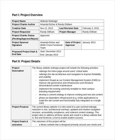 Image Result For Example Project Charter | Project in Best Business Charter Template Sample