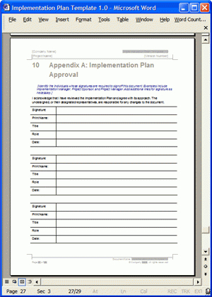 Implementation Plan Template (Ms Word) - Templates, Forms for Business Requirements Document Template Word