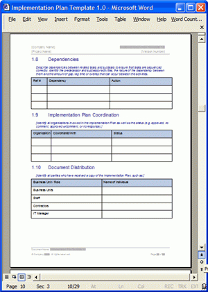 Implementation Plan Template (Ms Word) - Templates, Forms throughout Quality New Business Project Plan Template