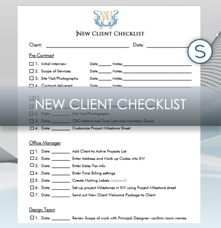 Interior Design Business | New Client Checklist For Studio for Business Process Questionnaire Template