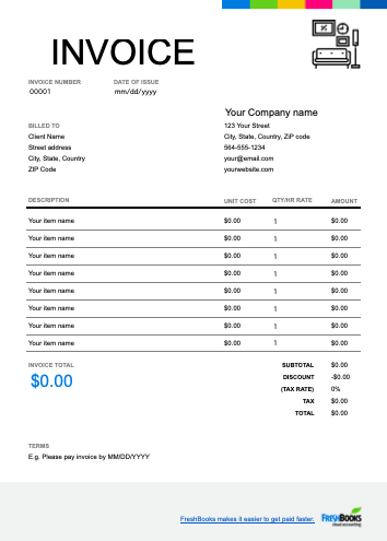 Interior Design Invoice Template | Free Download | Send In throughout Free Business Invoice Template Downloads
