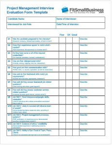 Interview Evaluation Form - Project Manager | Project with regard to New Business Review Report Template