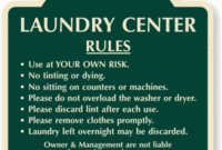 Laundry Center Rules Signaturesign™, Sku – K-6849 regarding Unique Free Laundromat Business Plan Template