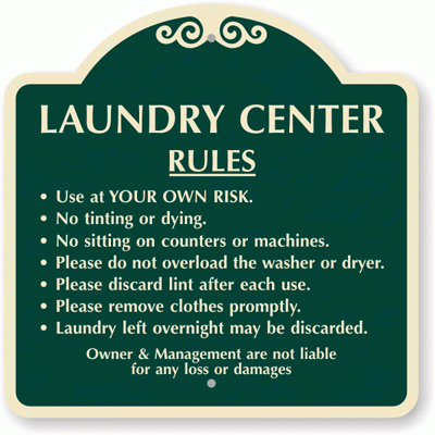 Laundry Center Rules Signaturesign™, Sku - K-6849 regarding Unique Free Laundromat Business Plan Template