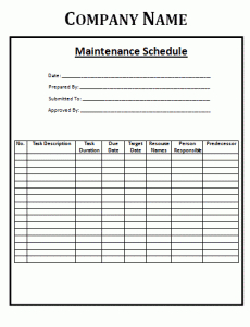 Maintenance Schedule Template | Word Template, Schedule in Best Construction Business Plan Template Free