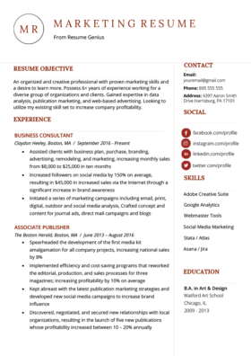 Marketing Manager Resume Example &amp;amp; Writing Tips | Rg intended for Simple Business Profile Template