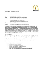 Mcdonalds Project: Internal Memo Example - Internal Memo pertaining to Internal Business Proposal Template