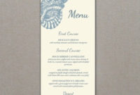 Menu Template – Sea Shell Design | Download & Print in Business Card Template For Word 2007