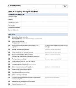 New Company Setup Checklist | New Company Checklist for Small Business Administration Business Plan Template