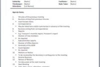 Printable Template Of Meeting Minutes | Formal Meeting throughout Agenda And Meeting Minutes Template
