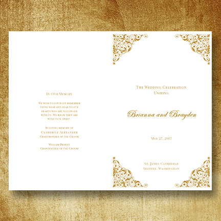 Printable Wedding Program Template Isabella Gold throughout Wedding Agenda Template
