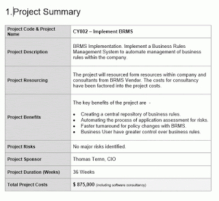 Project Proposal Template - Free Project Management Templates within One Page Business Summary Template