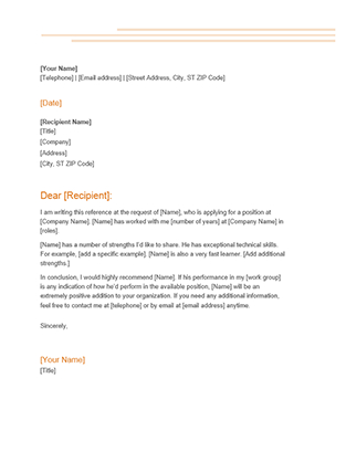 Recommendation Letter | Letter Of Recommendation with Business Reference Template Word