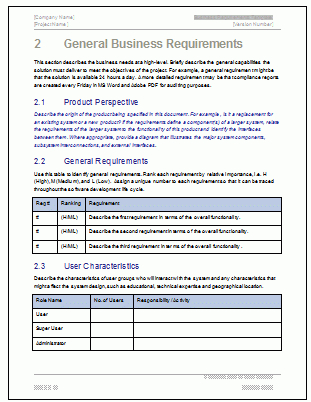 Report Requirements Document Template (2) - Templates with regard to Business Plan Template Free Word Document