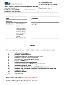 Safety Committee Meeting Agenda Template throughout Board Agenda Template Non Profit