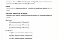 Sample Meeting Minute Templates | Formal Word Templates with regard to Advisory Board Meeting Agenda Template
