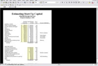 Start Up Capital Estimation Template Free inside Business Reply Mail Template