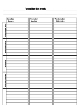 Student Agenda/ Weekly Planner Template Including Spelling intended for Weekly Staff Meeting Agenda Template