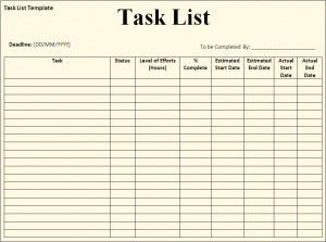Task List Template - Free Formats Excel Word | List throughout Unique Basic Business Website Template