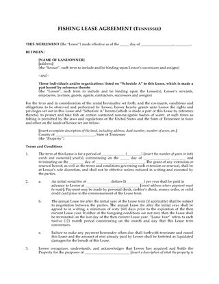 Tennessee Hunting Lease Agreement | Legal Forms And in Farm Business Tenancy Template