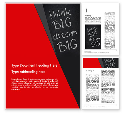 Think Big Dream Big On Chalk Board Powerpoint Template for Business Canvas Word Template